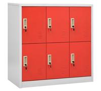 Locker Cabinet Light Grey & Red Steel 90x45x92.5cm 4 Lockers With Locks Office.