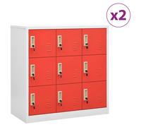 Locker Cabinet Light Grey & Red Steel 90x45x92.5cm 4 Lockers with Locks Offices