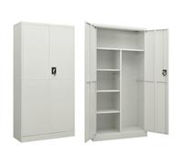 Locker Cabinet Light Grey Steel 90x40x180cm 2 Doors 4 Shelves 3-Point Lock Keys