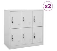 Locker Cabinet Light Grey Steel 90x45x92.5cm 4 Lockers Secure Storage for Office