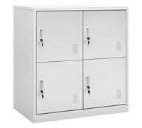 Locker Cabinet Light Grey Steel 90x45x92.5cm 4 Lockers With Locks Secure Office