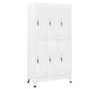 Locker Cabinet Steel Grey 90x45x180 cm 6-Compartment Lockable Storage with keys