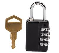 Locker Padlock Combination Password 4 Digit Zinc Alloy Black Anti Weather Proof Dual Open with Key for Gym Bag Travel School Locker