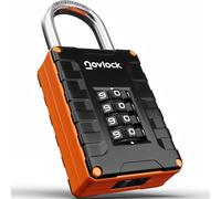 Locker Padlock with 4-Digit Code for Gym, School, Home, Work - Sturdy Combination Lock with Hardened Steel Shackle - 1-Pack, Black/Orange