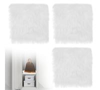 Locker Rug White Square Locker Carpet Non-slip Plush Cushion Mini Area Rug Fluffy Nail Art Mat for School Locker Decor Jewelry Nail Photography 3PCS 12x12inch