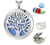 Locket Pendant Oil Necklace, 1.18x0.24 inches Locket Pendant Aromatherapy Diffuser Oil Necklace - Women Jewelry Hollow Perfume Neck lace for Women