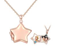 Lockets Necklace 925 Sterling Silver Star Shape Locket Necklace for Pictures Women That Hold Pictures Photo Memory Locket Pendant Necklace Gifts for Mom Daughter Grandmother Birthday Anniversary