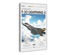 Lockheed Min F-35 Lightning II - USAF Aviation, Multirole Fighter Aircraft, Plane, Air Superiority Fighter, Canvas Poster Bedroom Decor Landscape Office Room Decor Gift 12x18inch(30x45cm)