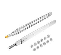 Locking 18""-60"" Slides Bearing 500LBS Heavy Duty Drawer Slide 3-Fold Guide Rail Full Extension Ball Industrial 76mm Width, 34 Inch, Silver (Silver 20 Inch)