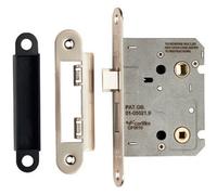 Locking Bathroom Door Sashlock Latch Radius Forend 76mm Satin Nickel