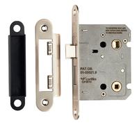 Locking Bathroom Door Sashlock Latch - Radius Forend - 76mm - Satin Nickel | Thumb Turn Bathroom Door Lock and Latch - Secure WC Privacy Sashlock - Available in Multiple Finishes