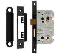 Locking Bathroom Door Sashlock Latch Square Forend 64mm Matt Black