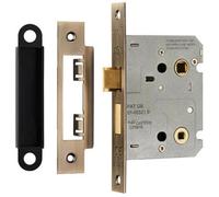 Loops Locking Bathroom Door Sashlock Latch Square Forend 76mm Antique Brass in Metallics Loops Metallics
