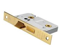 Locking Bathroom Door Sashlock Latch Square Forend 76mm Electro Brassed