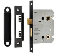 Locking Bathroom Door Sashlock Latch Square Forend 76mm Matt Black