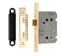 Locking Bathroom Door Sashlock Latch Square Forend 76mm Satin Brass