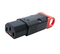 Locking C13 IEC. Female Cable Mount Rewireable Kettle Plug. Red and Black