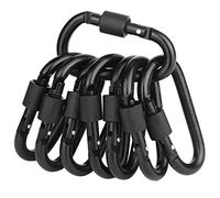 Locking Carabiner Clip, Vonpri 3 Inch D Ring Clips Spring Snap Key Chain Hook Screw Gate Aluminum Carabiners for Outdoor Travel Camping Fishing Hiking Backpack (Black 8pcs)