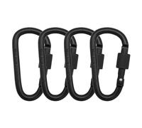 Locking Carabiner Clips - 4 Pcs D-ring Carabiners, Aluminum Alloy Key Chain Clips, 8cm/3.1inch Heavy Duty Snap Hooks for Outdoor, Hiking, Traveling, Fishing, Backpack, Keyring (Black)