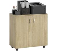 Locking Filing Cabinet 2 Tier Office Storage Wooden Cupboard Black