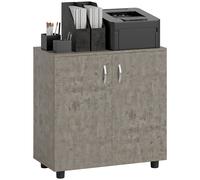 Locking Filing Cabinet 2 Tier Office Storage Wooden Cupboard Black