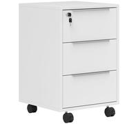 Locking Filing Cabinet 3 Drawer Mobile Office Storage Unit Wheels Black