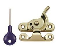Locking Fitch Pattern Sash Window Fastener 49mm Fixing Centres Polished Brass