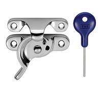 Locking Fitch Pattern Sash Window Fastener- 49mm Fixing Centres- Polished Chrome | Sliding Sash Window Fitting - Traditional Style Pull Lift Window Handle - Sash Window Fixture