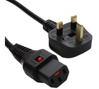 kenable Locking IEC C13 Mains Power Cable Lead 3 Pin UK Plug Locks to any C14 Socket Black 3m