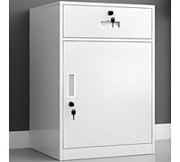 Locking Metal Sto Cabinet with 1 Der & Adjustable Shelf Under Desk Small File Cabinet for Office & GaBlack & White