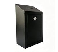 Locking Metal Suggestion Box 2 Keys Included Wide Slot Ballot/Donation/Offering Box Wall Mount or Countertop Use for Church Fundraising Events & Office,Black