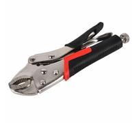 Locking Pliers Mole Grips Heavy Duty Adjustable C Type Curved Jaw Self Lock Pliers for Electrical Pipeline Automobile Maintenance Black red (5" 125mm)