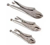 Locking Pliers Mole Grips Heavy Duty Adjustable C Type Curved Jaw Self Lock Pliers for Electrical Pipeline Automobile Maintenance Black red (5"+7"+10")