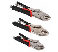 Locking Pliers Mole Grips Heavy Duty Adjustable C Type Curved Jaw Self Lock Pliers for Electrical Pipeline Automobile Maintenance Black red (5"+7"+10")