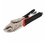 Locking Pliers Mole Grips Heavy Duty Adjustable C Type Curved Jaw Self Lock Pliers for Electrical Pipeline Automobile Maintenance Black red (7" 175mm)
