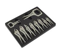 Locking Pliers Set 10pc Mole Vice Grips Clamps Jaw Faces Grip Silver 125-275mm