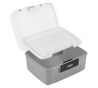 Locking Storage Container Large Medication Lockable Container for Refrigerator with Combination Lock Lockable Box with Removable Tray Privacy Document and ID Box for Document ID Medicine Snacks (Grey)