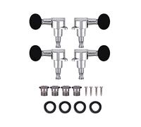 Locking Tuners for Ukulele, 4Pcs Set 2L2R Zinc Alloy Ukulele String Tuning Pegs with Screws and Bushings, Silver Black