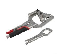 Locking Welding Clamps Set, 10in Pipe Plier and 5in Mini C-Clamp Tool | Alloy Steel Construction, Rubber Grip Handles, Fits 1-3in Pipes, 2-piece Set For Large And Small Welding Tasks