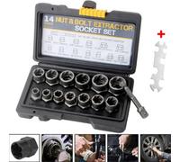 Locking Wheel Lug Nut Removal Tool Set Stud Bolt Impact Twist Socket Extractor