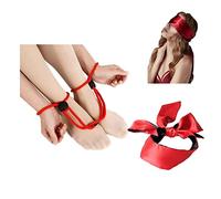 LOCKISH Handcuffs Adult Bedroom,Bondage Set,Handcuff and Blindfold Set Sex,2 Pcs Bondsge Kits,Blind fold Sleep for Sleeping Game,Red
