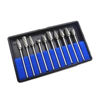 LOCKLGFMCZ 10pcs Carbide Burr Set, Hard Alloy Tungsten Steel Double Cut Rotary File Milling Cutter Head, Woodworking Grinding Carvin drill bit(1 set -A)