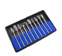 LOCKLGFMCZ 10pcs Carbide Burr Set, Hard Alloy Tungsten Steel Double Cut Rotary File Milling Cutter Head, Woodworking Grinding Carvin drill bit(1 set -B)