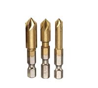LOCKLGFMCZ 3/6pcs Countersink Drill Bit Set 1/4'' Hex Shank HSS 5 Flute 90 Degree Wood Chamfering Cutter Chamfer 6mm-19mm drill bit(6-9mm)
