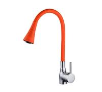 LOCKLGFMCZ Kitchen Faucet Rotate Spring Rubber Deformation Faucets Mixer Tap Hot Cold Water Iron To Sink Into The with Filter Kitchen Faucet(Orange 2 modes,G3/8)