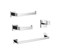 LOCKLGFMCZ Shiny Chrome-Plated Towel Bar with Hand Ring Holder Suitable for Bathroom and Kitchen Hardware Wall Mounting Polished Stainless Steel Tissue Holder(4PC a Set 56cm)