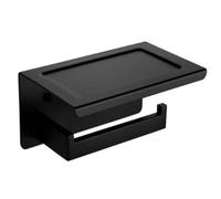 LOCKLGFMCZ Stainless Steel Wall Mounted black brushed gold Toilet Paper Holder Bathroom Black Tissue Roller Rod Square Shape Tissue Holder(Black B)