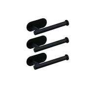 LOCKLGFMCZ Toilet Paper Holder Bathroom Self-Adhesive Wall-Mounted Stainless Steel Command Strip Roll Tissue Holder(Black 16CM-3PCS)