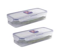 Locknlock 1L Rectangular Bacon Storage Box Pack Of 2 Airtight Bpa-Free Microwave Freezer & Dishwasher Safe