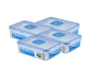 LocknLock 4 x HPL815 Storage Containers - Food Storage Containers 550 ml - Dimensions (L x W x H): 181 x 128 x 52 mm - Suitable for Freezing and Microwave - Lock and Lock Containers Food Box Meal Prep